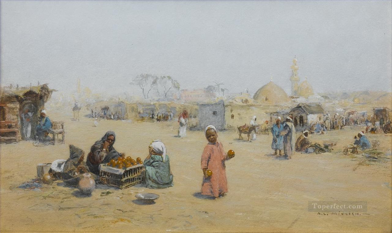The orange sellers Alphons Leopold Mielich Orientalist scenes Oil Paintings